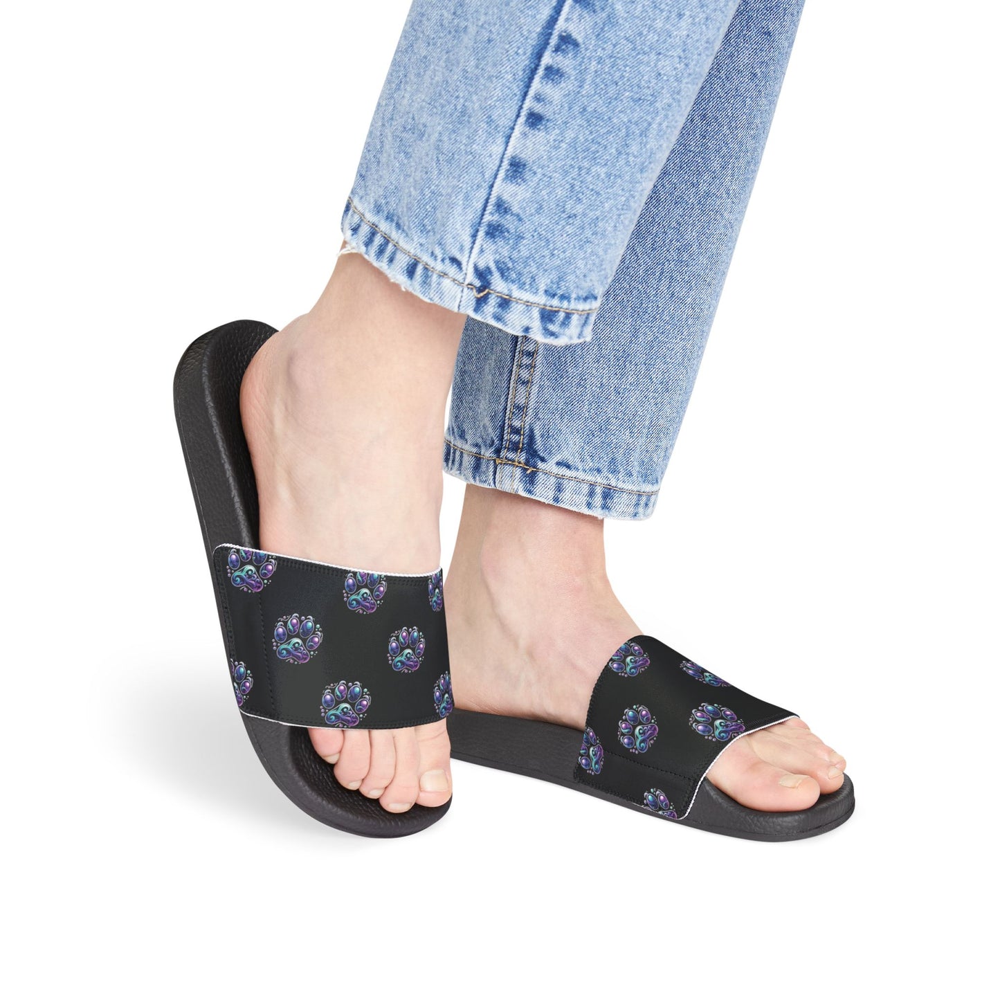 Women's Removable-Strap Sandals - Celestial and Black & White Heart Shaped Paw prints