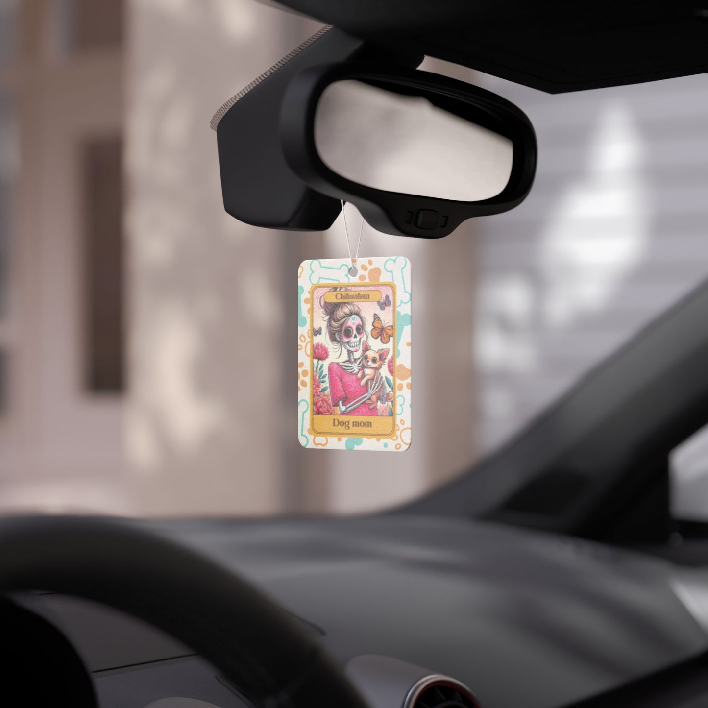 Car Air Freshener - Halloween Skeleton Tarot Card,  Dog Mom, Chihuahua