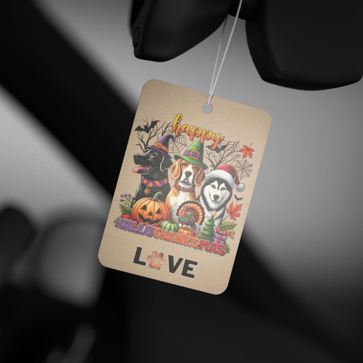 Happy HalloThanksMas Dog Car Air Freshener