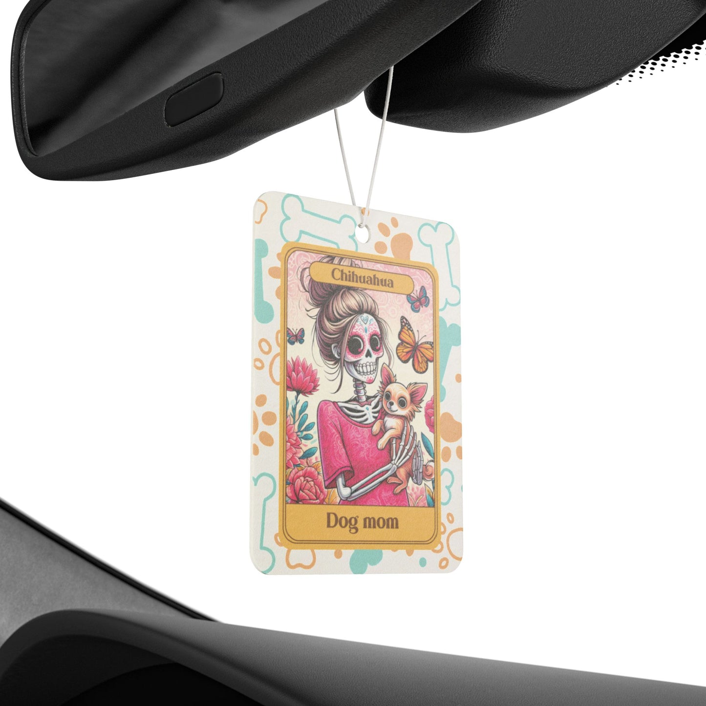 Car Air Freshener - Halloween Skeleton Tarot Card,  Dog Mom, Chihuahua