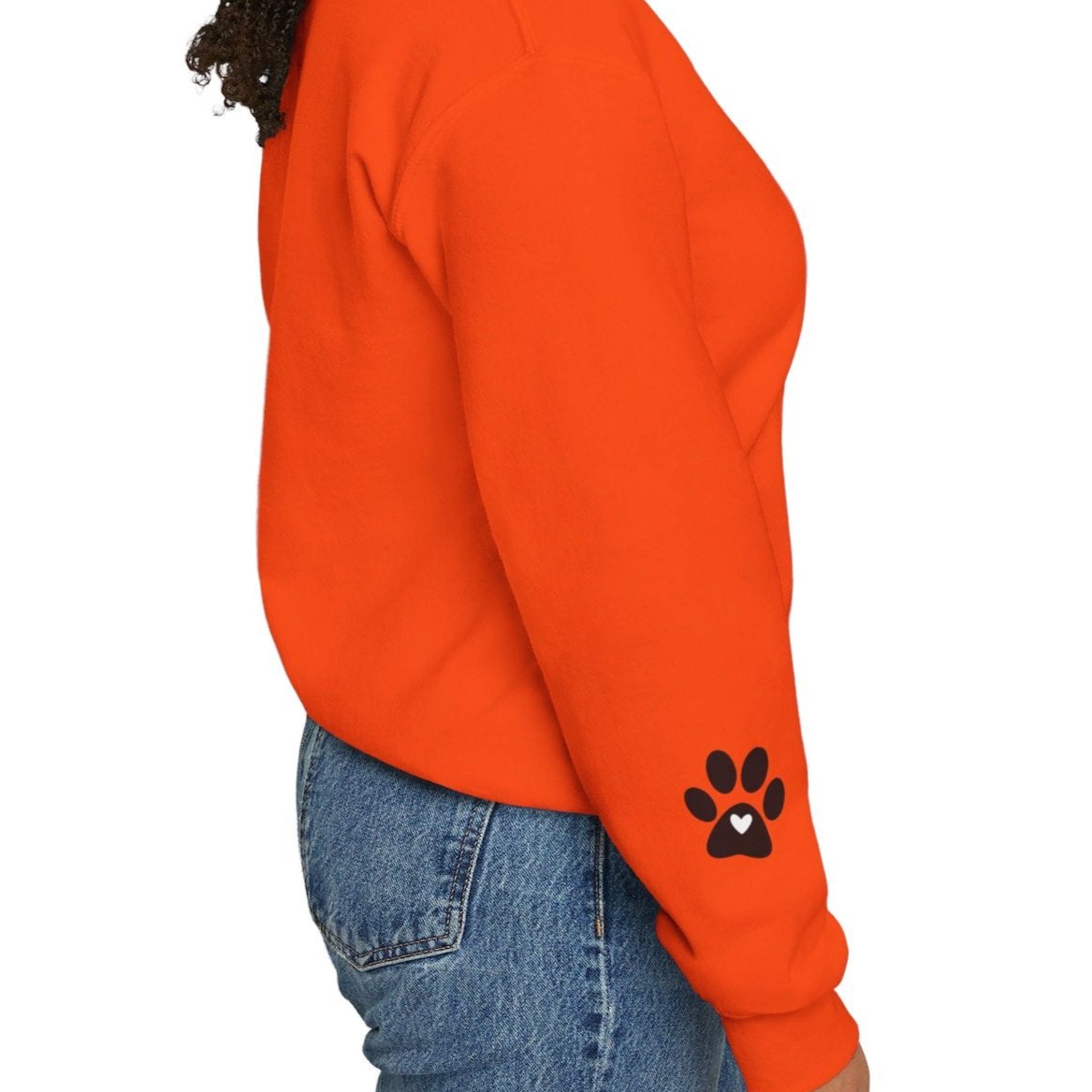 Boop! Happy Howl-O-Ween Dog Skeleton Orange Sweatshirt with Paw Prints on the Sleeves