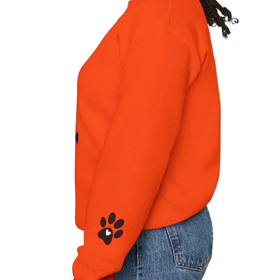 Boop! Happy Howl-O-Ween Dog Skeleton Orange Sweatshirt with Paw Prints on the Sleeves