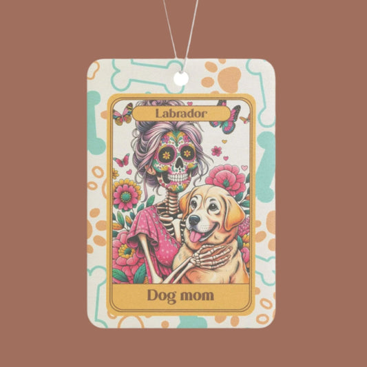 Car Air Freshener - Halloween Skeleton Tarot Card, Dog Mom, Labrador