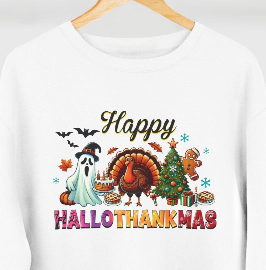 Happy HalloThankMas Festive - Holiday Sweatshirt