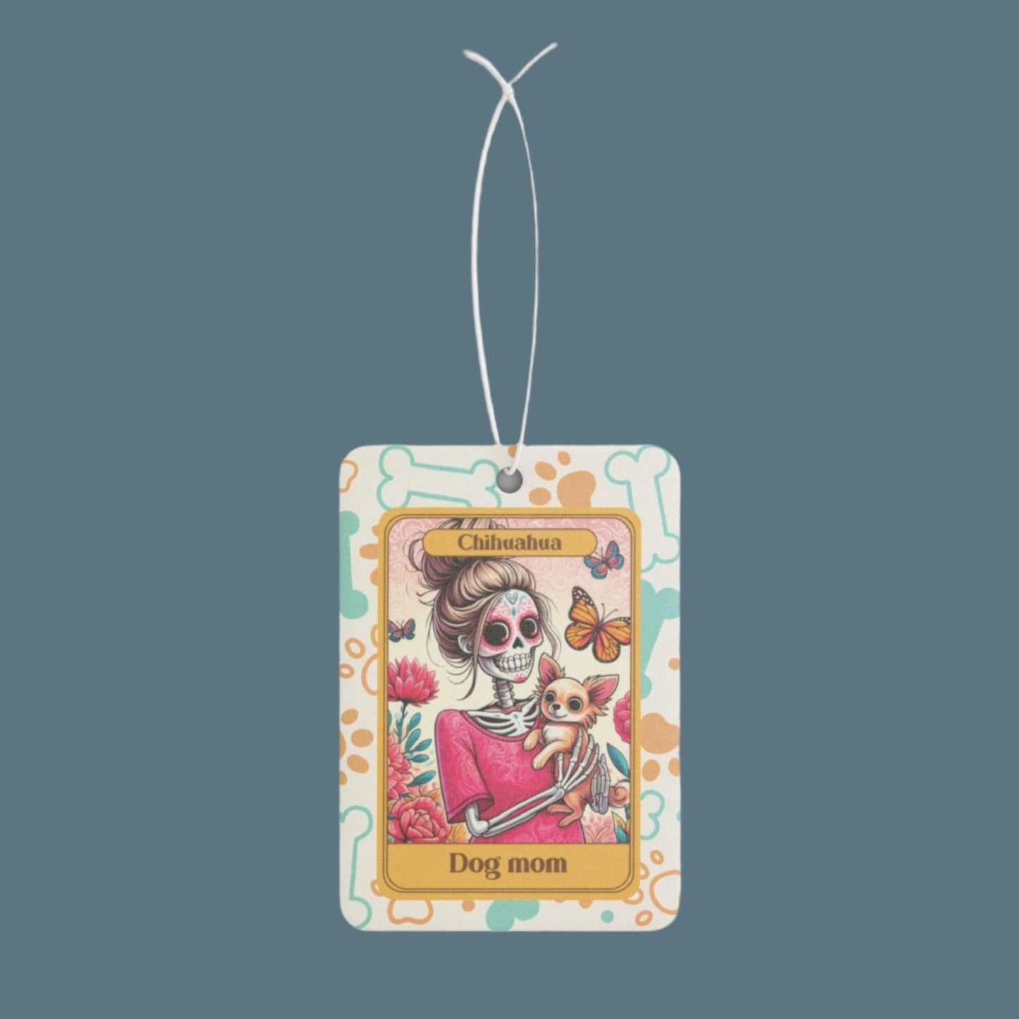 Car Air Freshener - Halloween Skeleton Tarot Card,  Dog Mom, Chihuahua