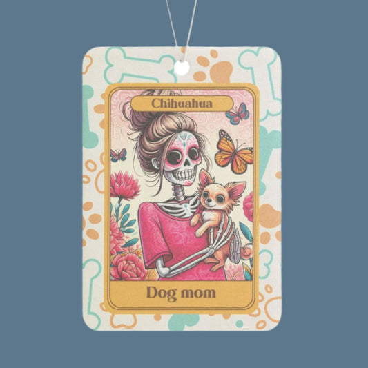 Car Air Freshener - Halloween Skeleton Tarot Card,  Dog Mom, Chihuahua