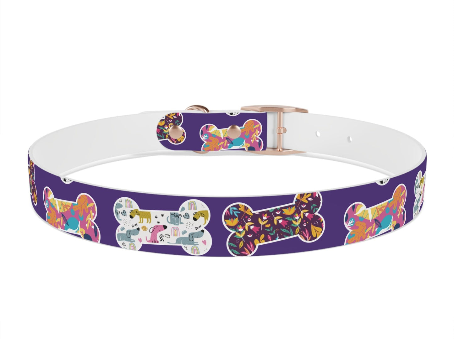 Dog Collar, Fun Multi-Colored Dog Bone Pattern