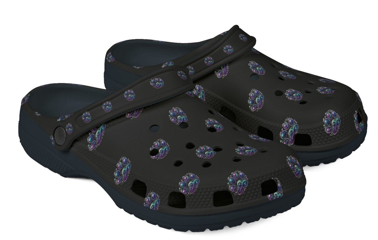 Foam Rubber Shoes - Paw Print - Men's & Women's - Black