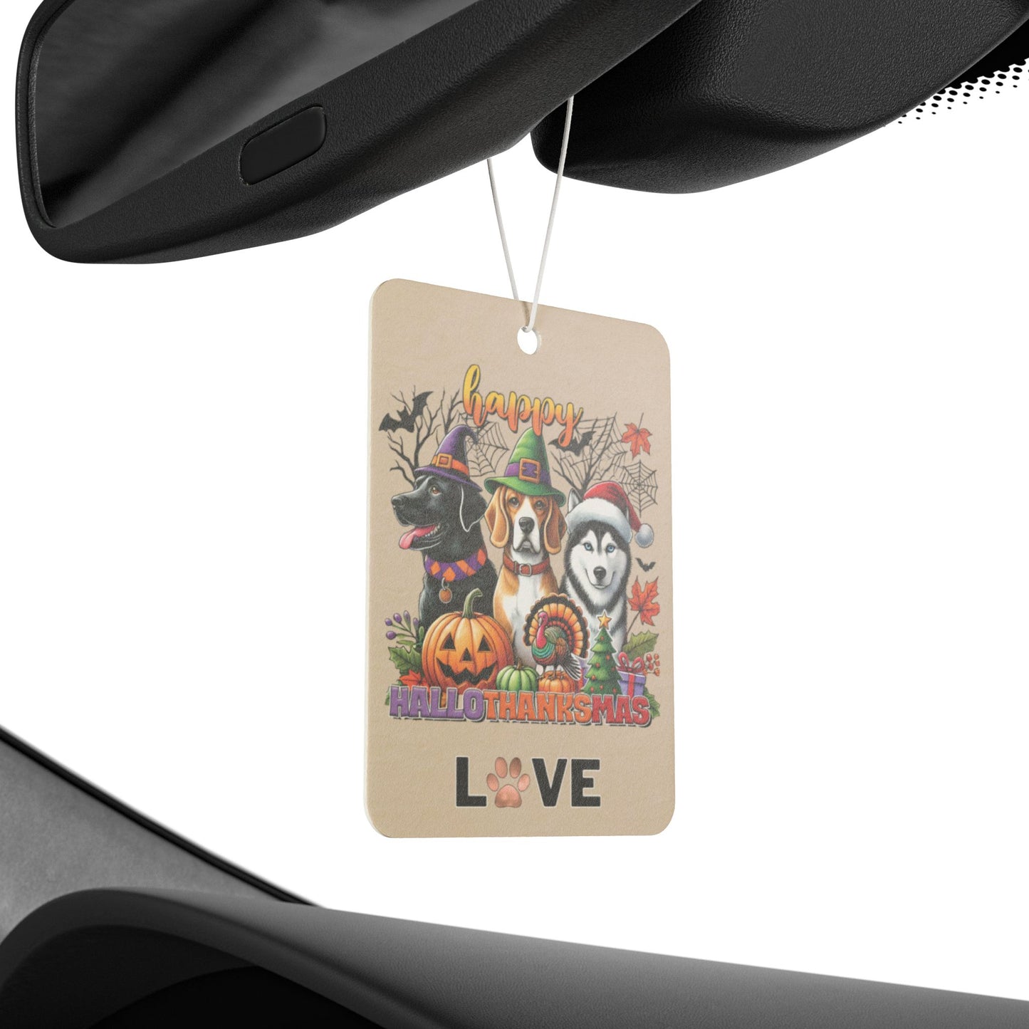 Happy HalloThanksMas Dog Car Air Freshener