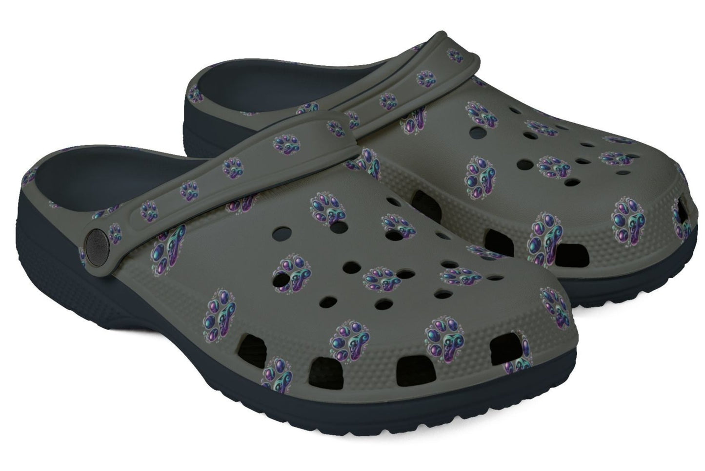 Foam Rubber Shoes - Paw Print - Men's & Women's - Dark Grey