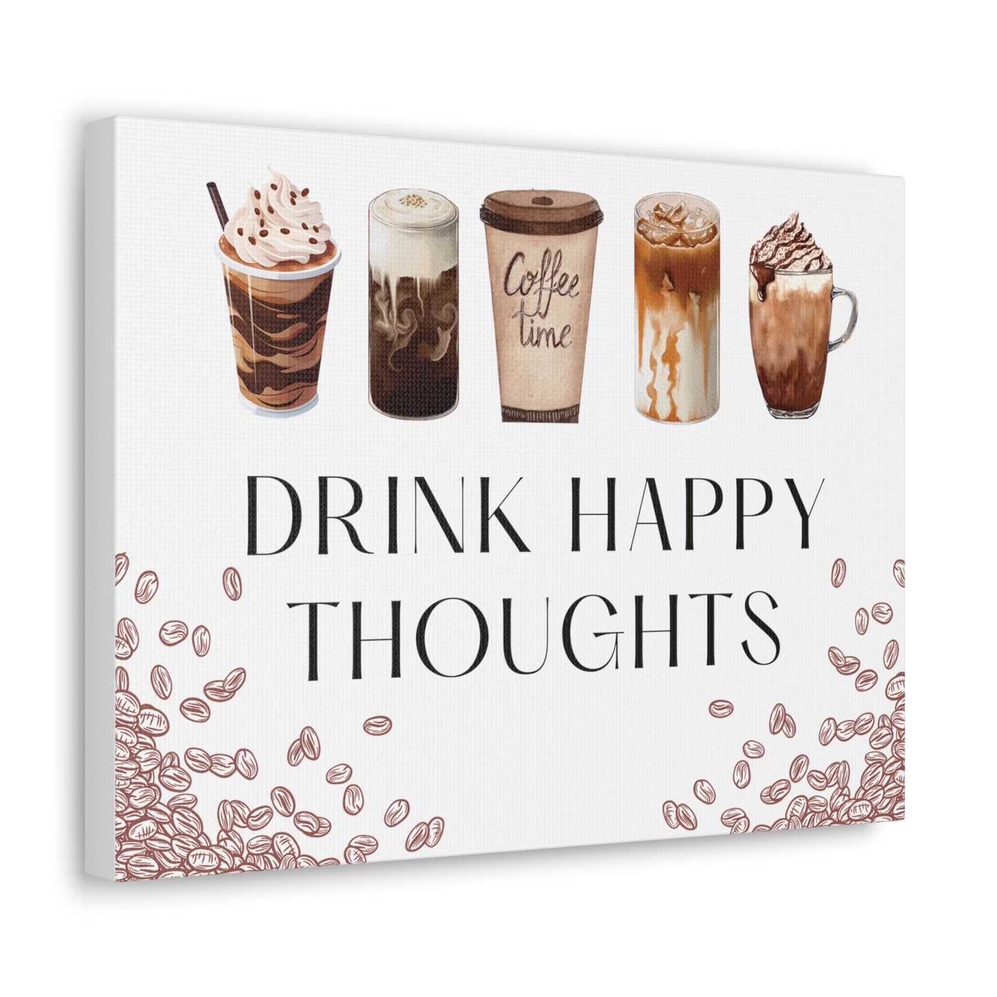 Canvas Wall Decor - Drink Happy Thoughts - Coffee/latte