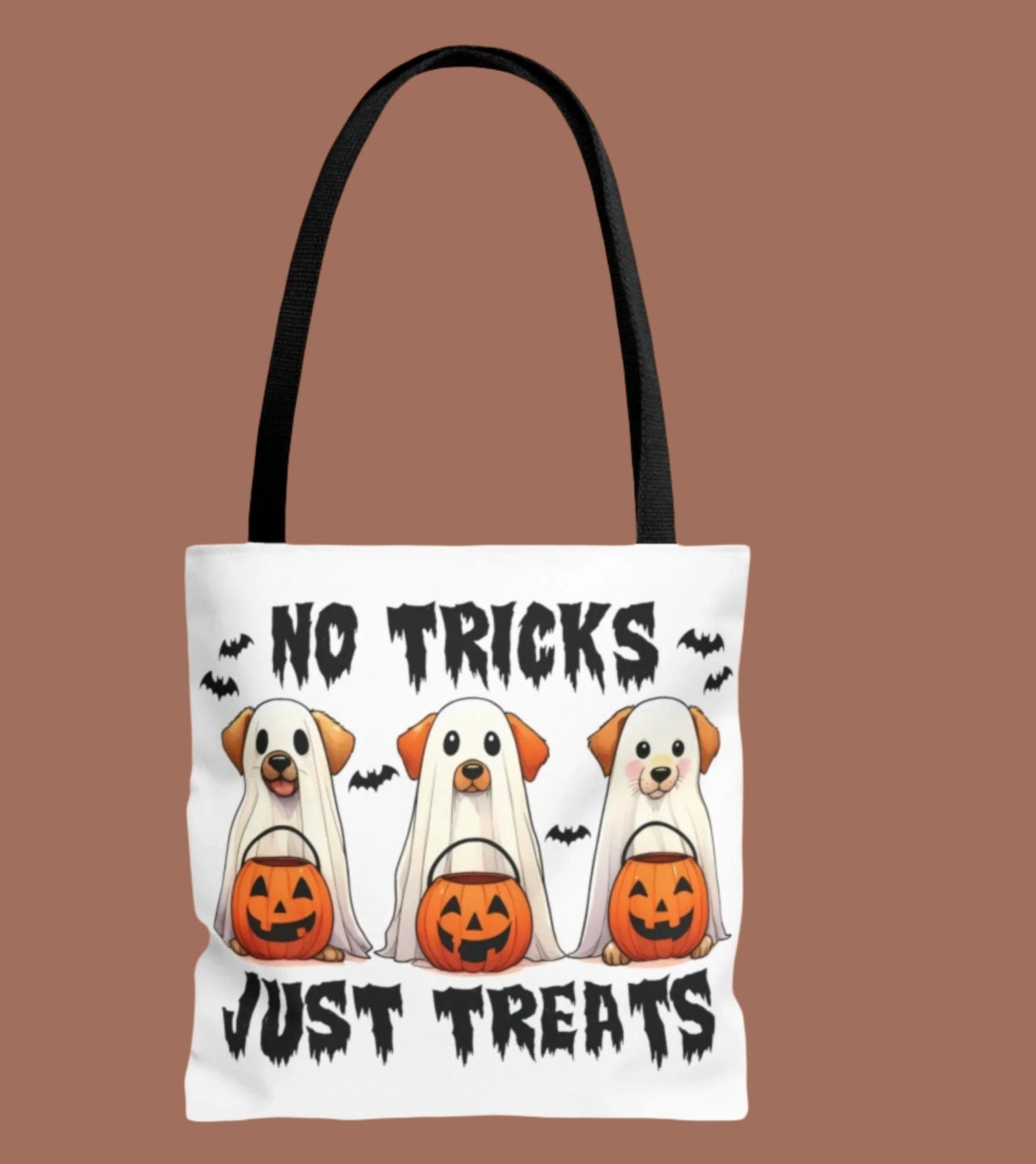 Trick or Treat Halloween Bag with Dog Ghosts & pumpkins - Tote Bag