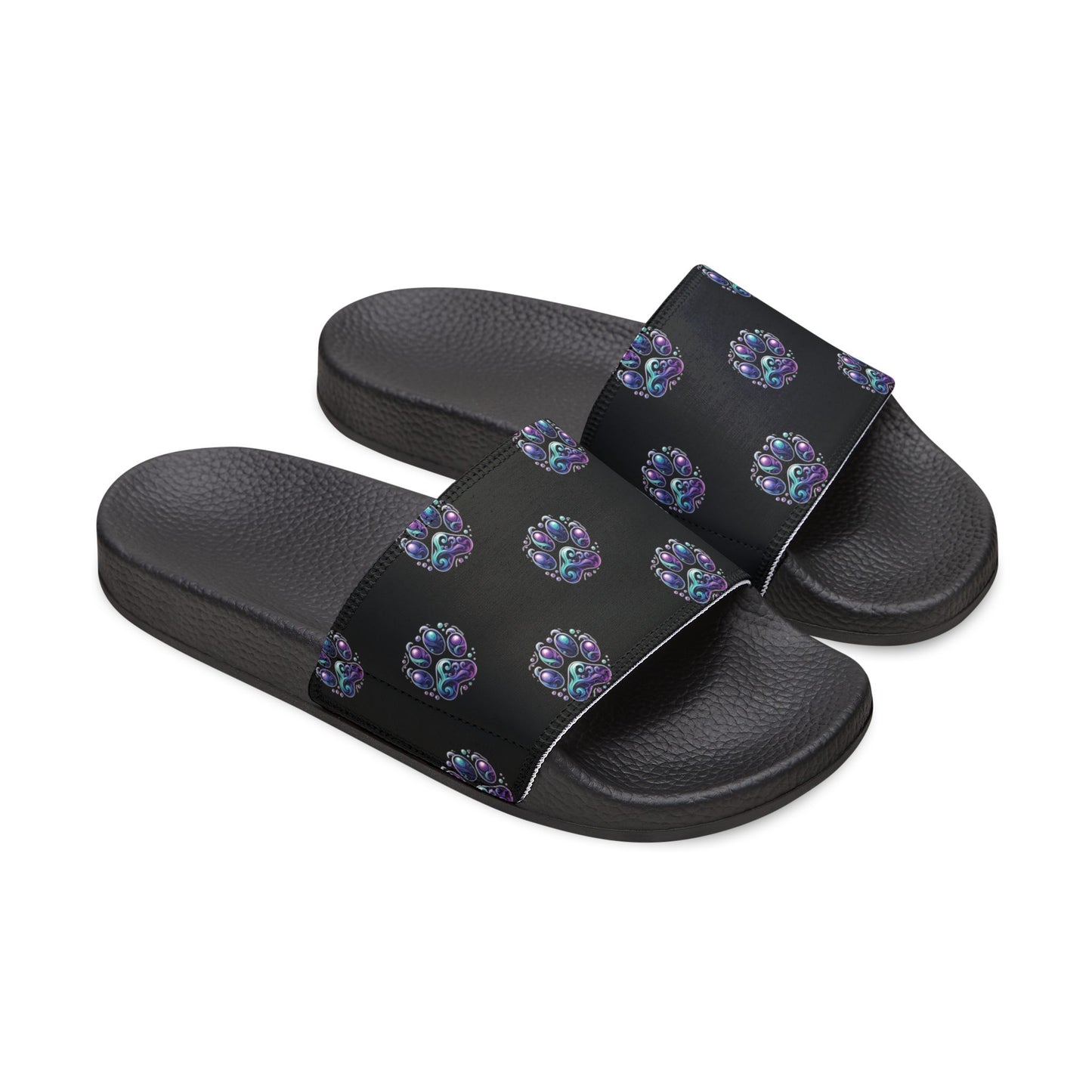 Women's Removable-Strap Sandals - Celestial and Black & White Heart Shaped Paw prints