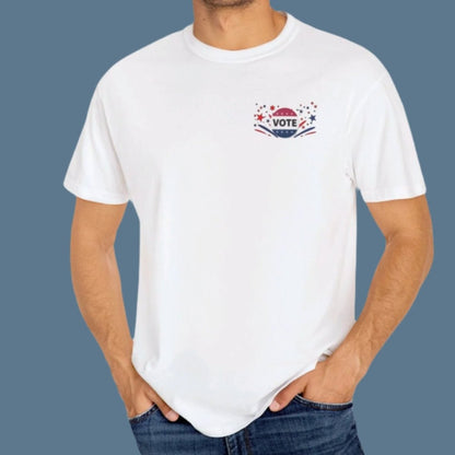 Double-sided Childless Dog Ladies for Kamala with American Flag & Vote - 2024 Election T-shirt