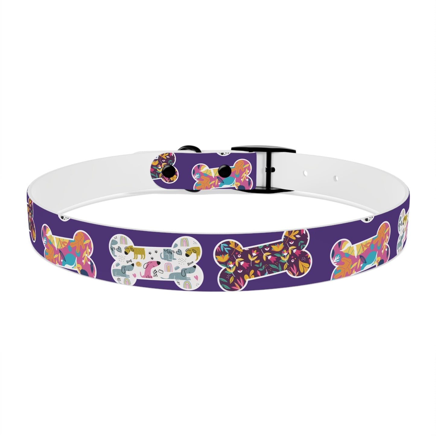 Dog Collar, Fun Multi-Colored Dog Bone Pattern