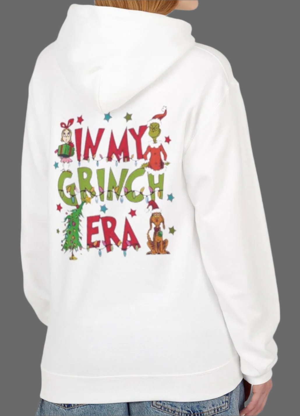 Grinch Is My Spirit Animal. In My Grinch Era - Front & Back Holiday Fleece Hooded Sweatshirt