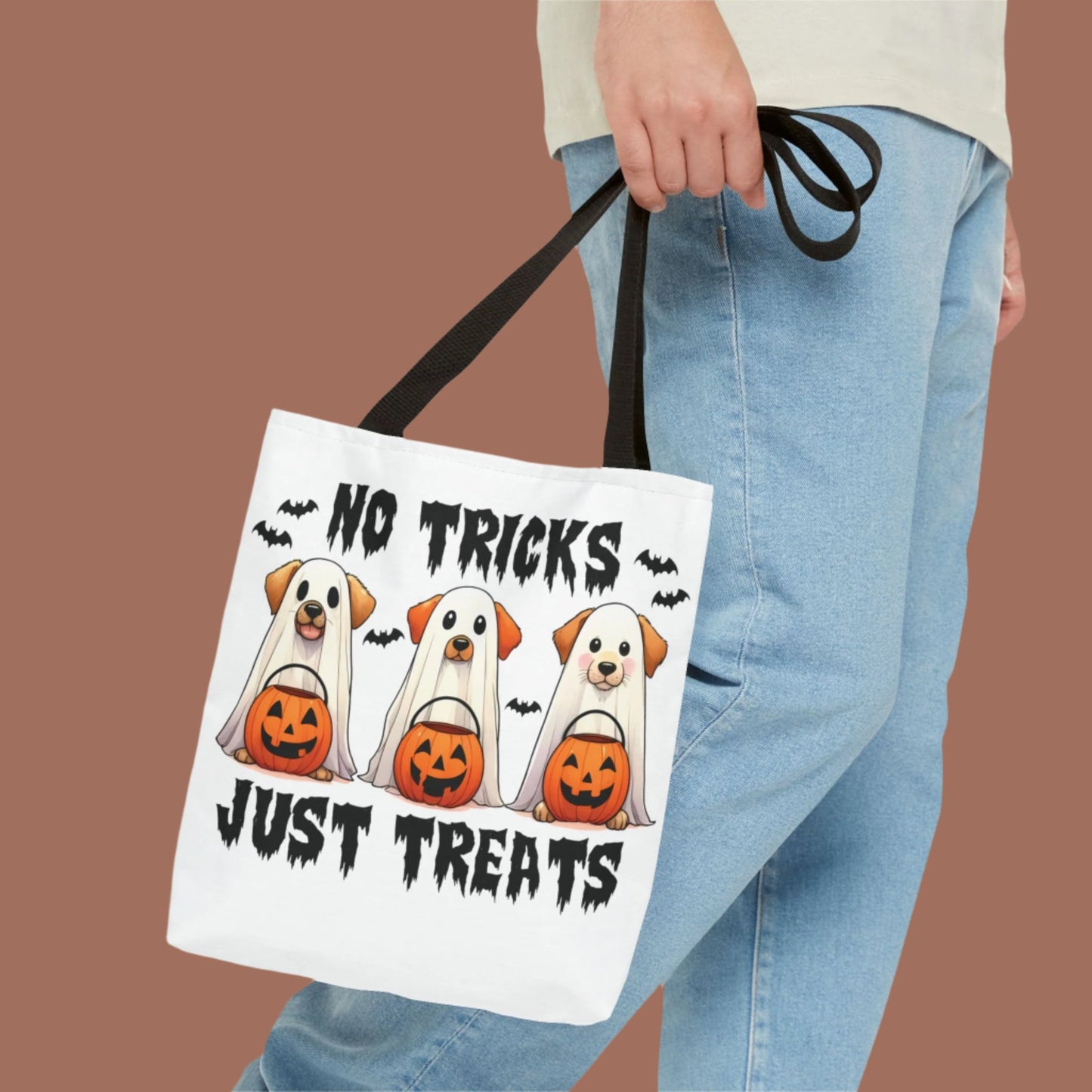 Trick or Treat Halloween Bag with Dog Ghosts & pumpkins - Tote Bag