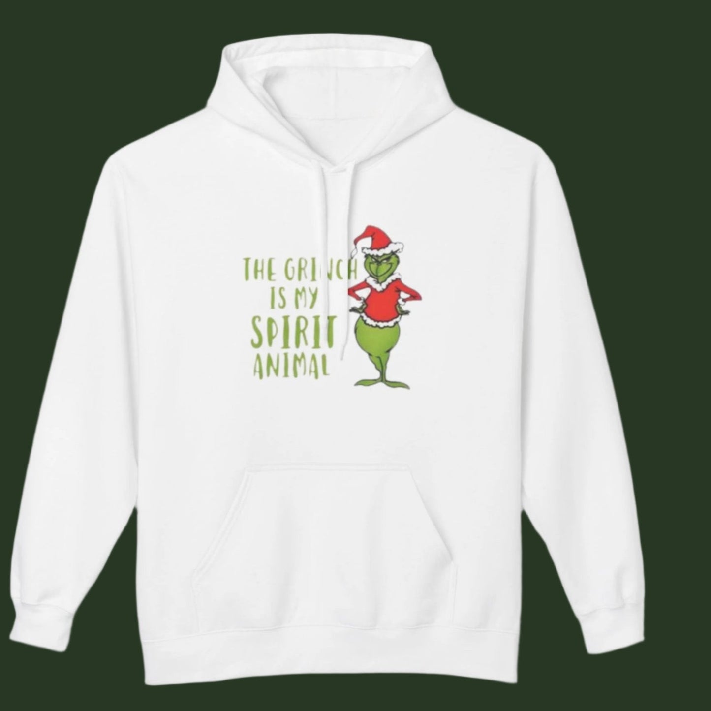 Grinch Is My Spirit Animal. In My Grinch Era - Front & Back Holiday Fleece Hooded Sweatshirt