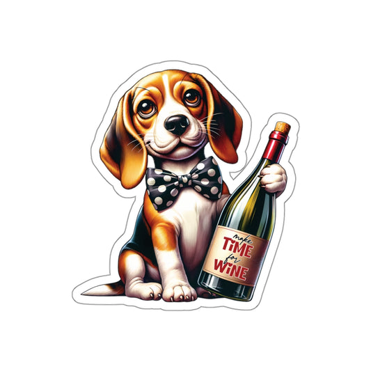 Stickers - Time For Wine, Funny Dog