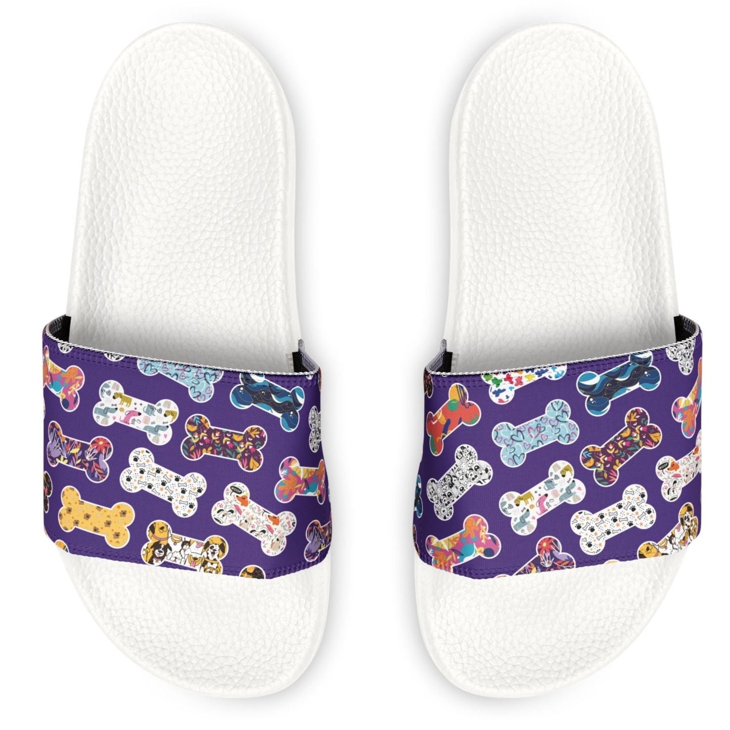 Women's Fun Multi-colored Dog Bone Patterned Removable-Strap Sandals