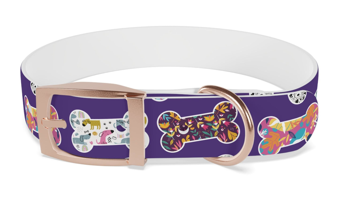 Dog Collar, Fun Multi-Colored Dog Bone Pattern