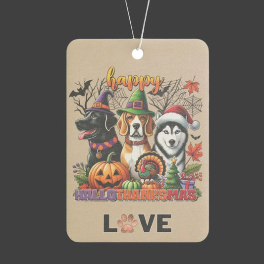 Happy HalloThanksMas Dog Car Air Freshener