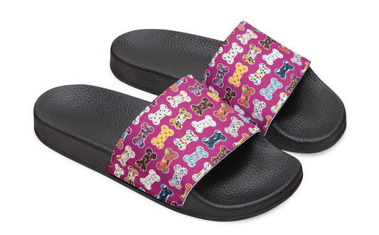 Women's Fun Multi-colored Dog Bone Patterned Removable-Strap Sandals