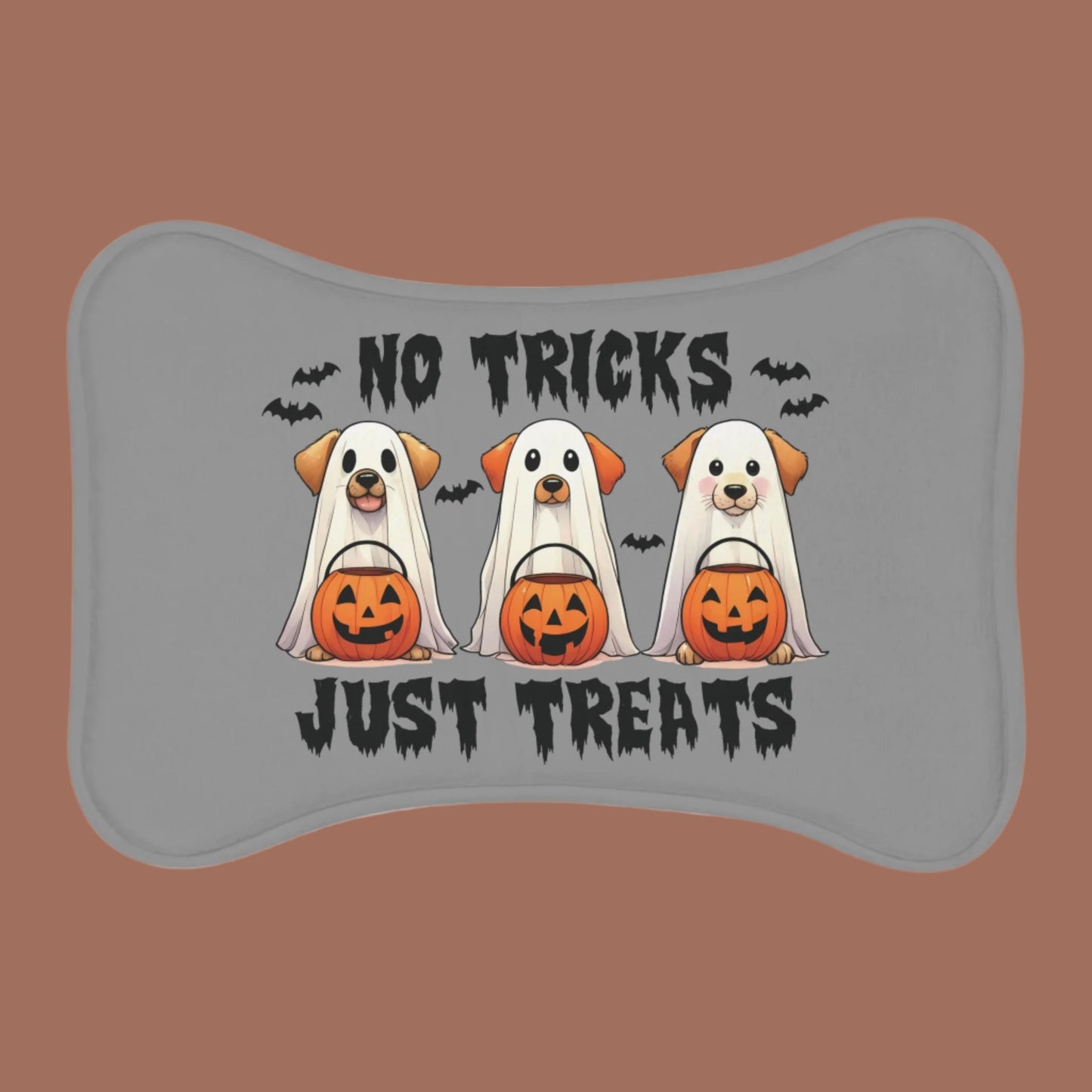 Pet Feeding Mats - Bone Shaped, Halloween, No Tricks Just Treats, Love Dog Spooky