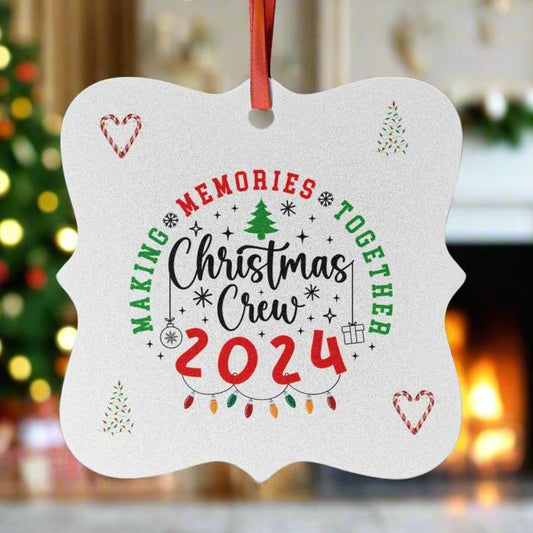 Christmas Crew 2024 - Making Memories Together - Holiday Aluminum Tree Ornaments (1pc, 5pcs, 10pcs, 20pcs)