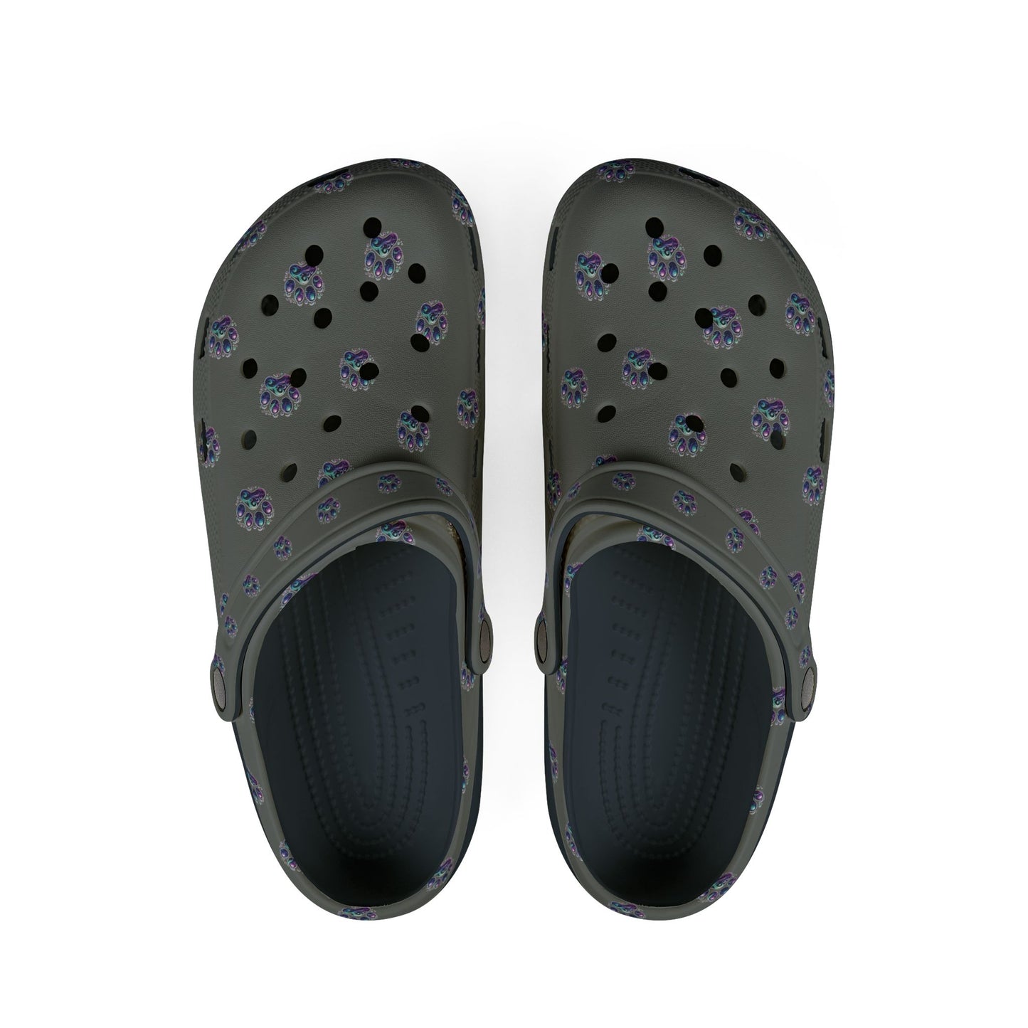 Foam Rubber Shoes - Paw Print - Men's & Women's - Dark Grey