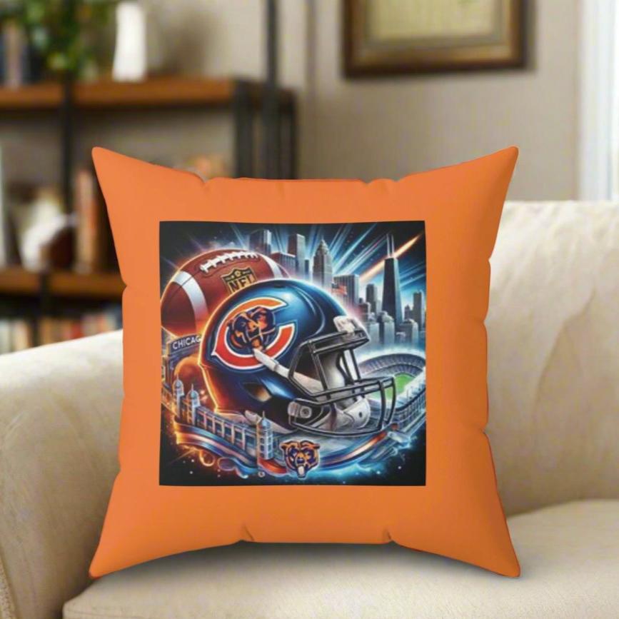 Die Hard Chicago Bears Fan. Your Approval Is Not Required. - Football Lover Double-Sided Orange Square Pillow