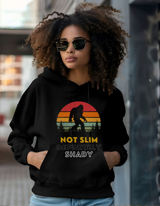 Not Slim Definitely Shady Bigfoot/Sasquatch Retro Sunset Hoodie