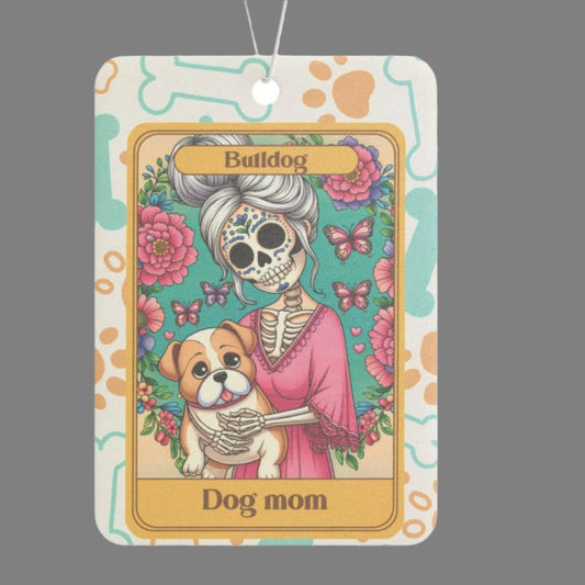 Car Air Freshener - Halloween Skeleton Tarot Card, Dog Mom, Bulldog