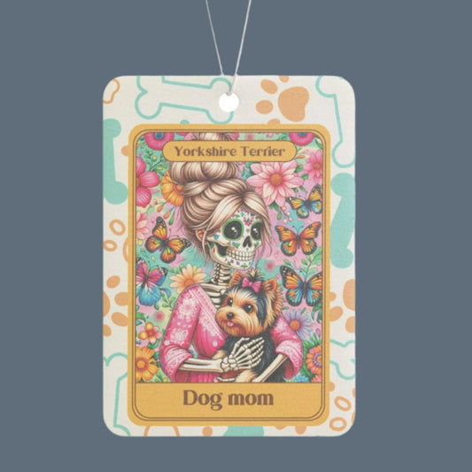 Car Air Freshener - Halloween Skeleton Tarot Card, Dog Mom, Yorkshire Terrier