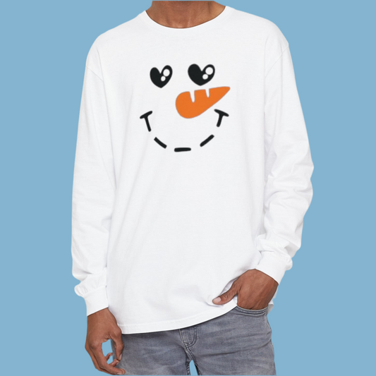 Cute Snowman Face - Fun Winter Long Sleeve T-Shirt