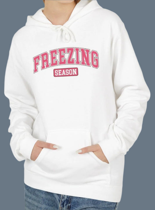 Freezing Season - Fleece Hooded Sweatshirt - Pink Font