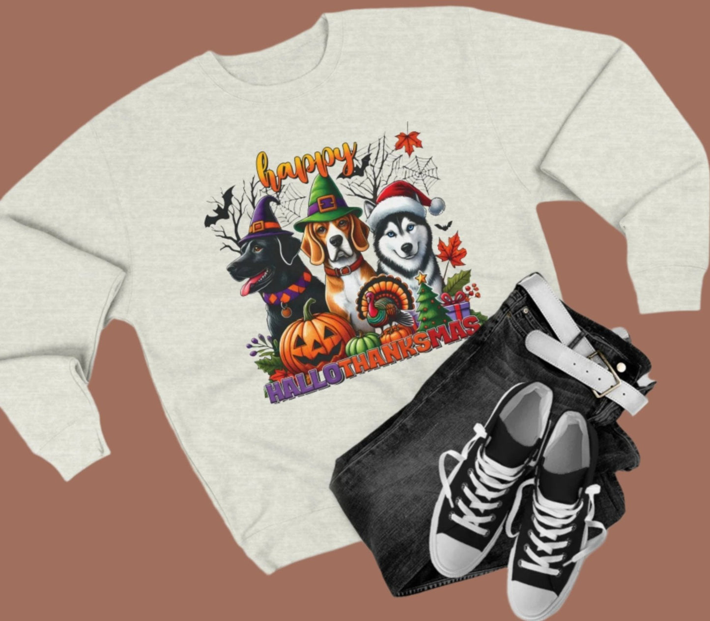 Happy HalloThanksMas Dog - Holiday Sweatshirt