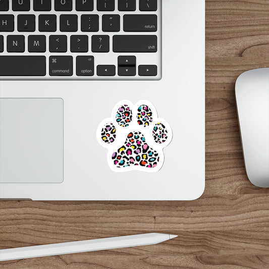 Stickers - Bright Multi-colored Cheetah print Paw