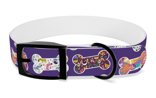 Dog Collar, Fun Multi-Colored Dog Bone Pattern