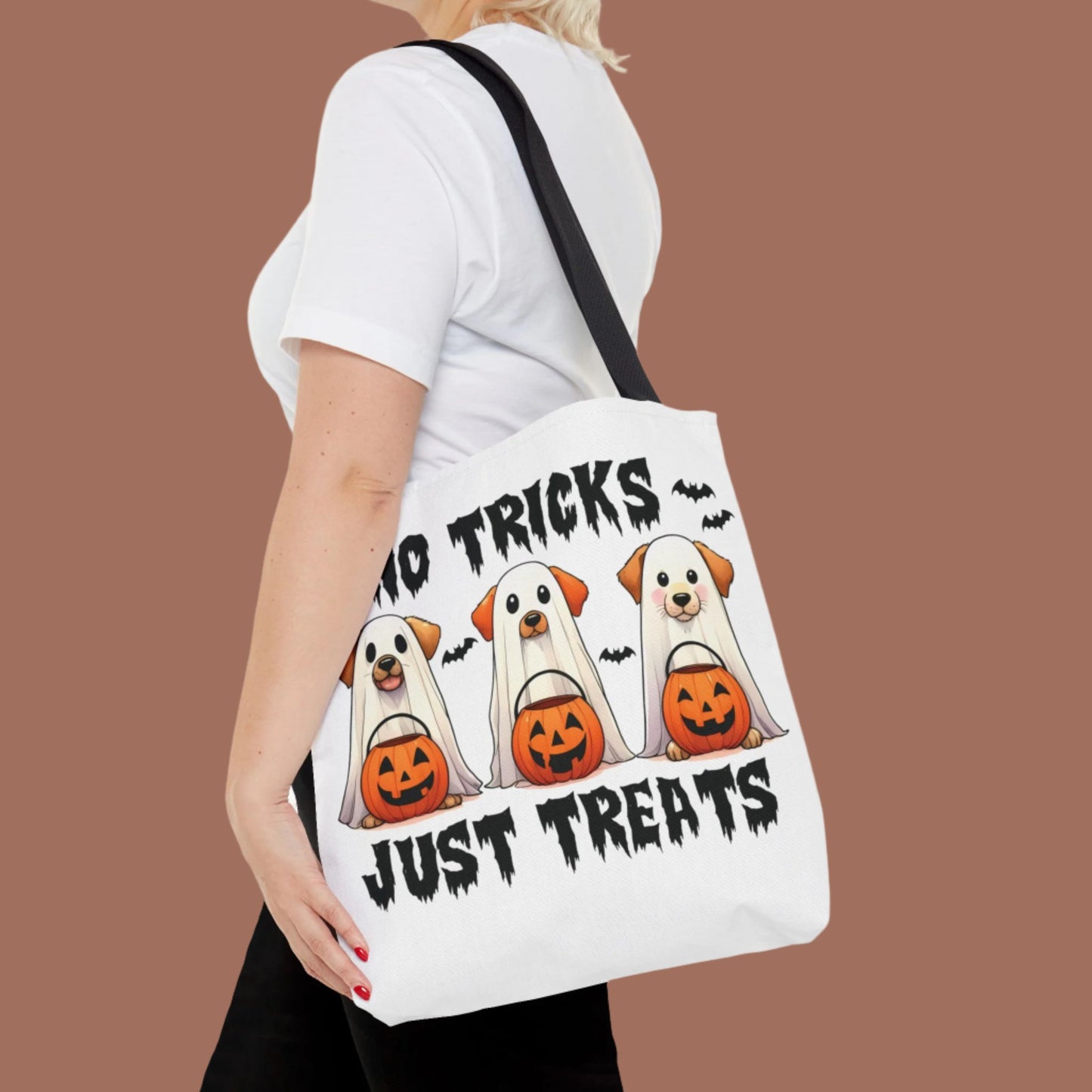 Trick or Treat Halloween Bag with Dog Ghosts & pumpkins - Tote Bag