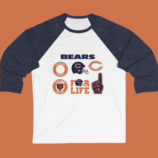 Chicago Bears Fan For Life,  3\4 Sleeve Women's Tee