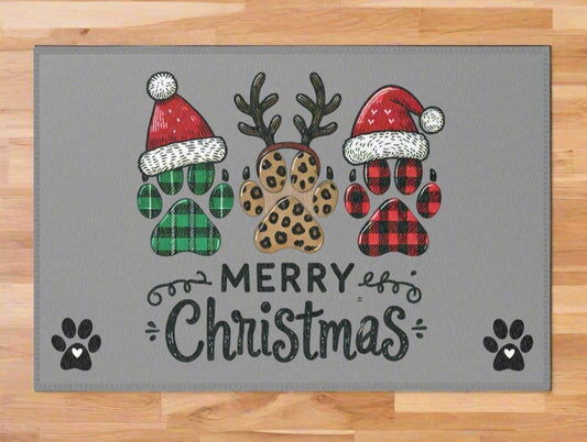 Merry Christmas - Holiday Dog Paws Area Rug