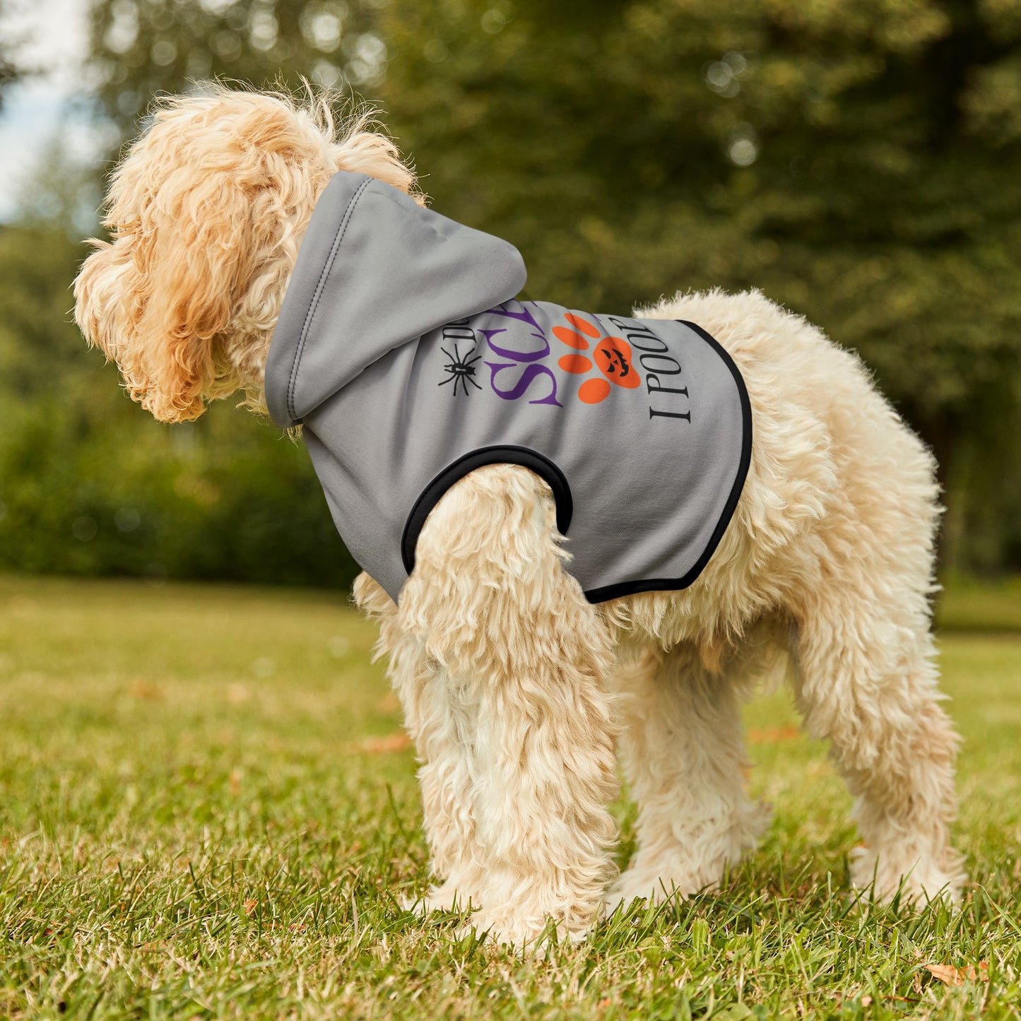 Pet Hoodie - Funny Halloween - Don't Scare Me I Poop Easily Dog Coat