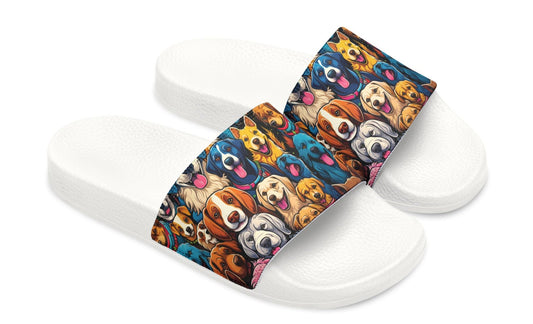 Women's Colorful Fun Multi-Dog Patterned Removable-Strap Sandals