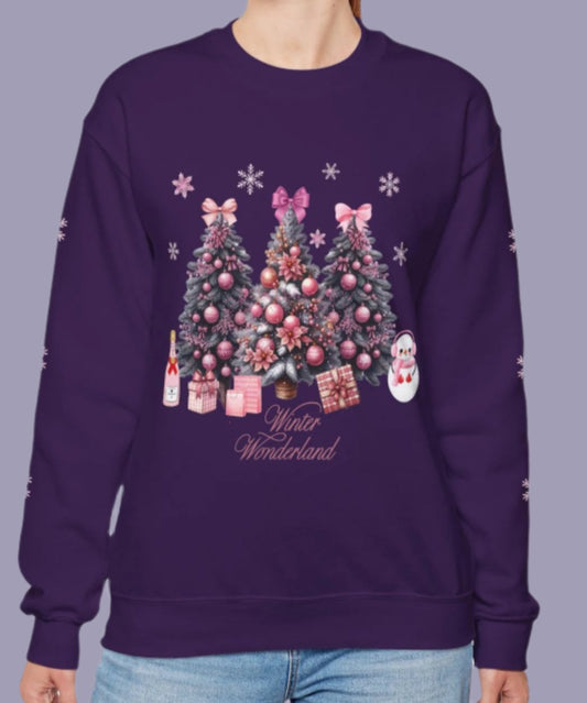 Winter Wonderland - Pink Festive Holiday Winter Sweatshirt