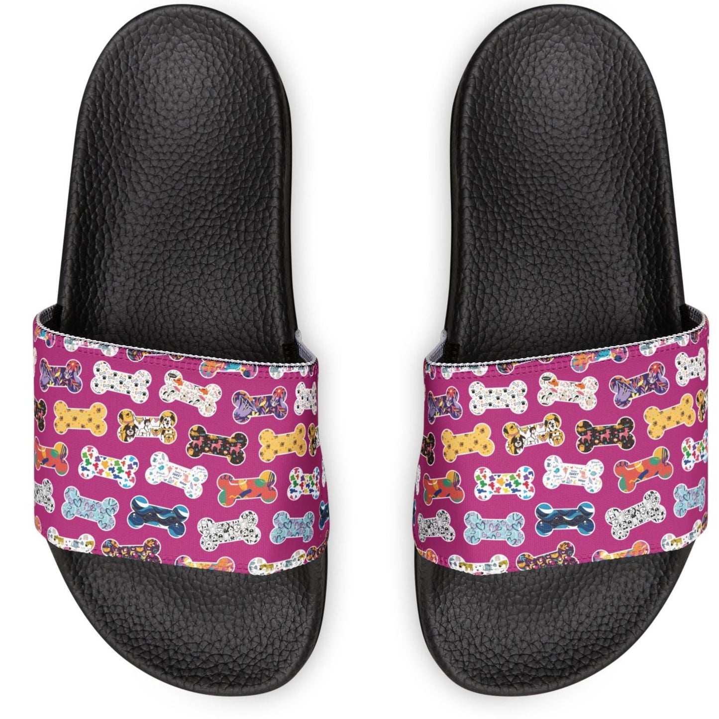 Women's Fun Multi-colored Dog Bone Patterned Removable-Strap Sandals