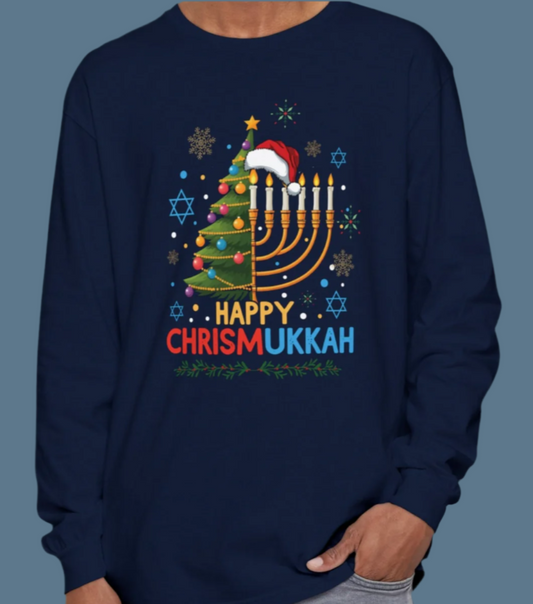 Happy Chrismukkah - Festive Holiday Christmas Hanukkah Long Sleeve T-Shirt