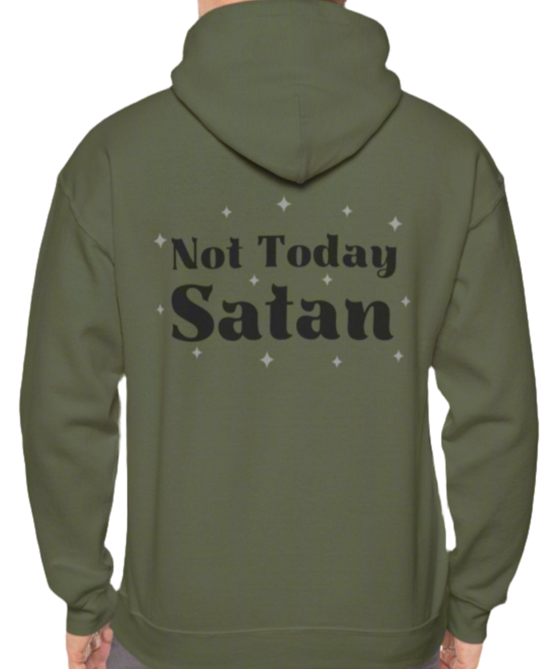 Not Today Satan with heart and cross - Front & Back - Hoodie Sweatshirt