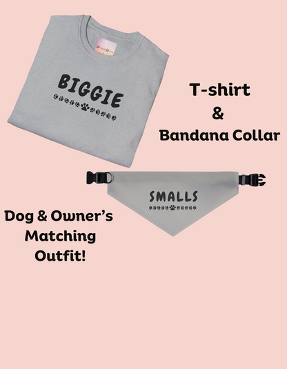 Matching Dog & Owner Shirt & Bandana Set - * Biggie * *Smalls* - Funny Shirts and Pet outfits