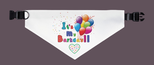 Dog Birthday Bandana Collar - It's My Barkday!! - sizes Medium, Large, and XL